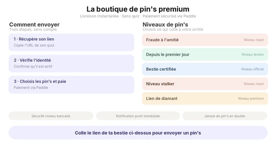 Infographie de la Boutique de Badges d'Amitié