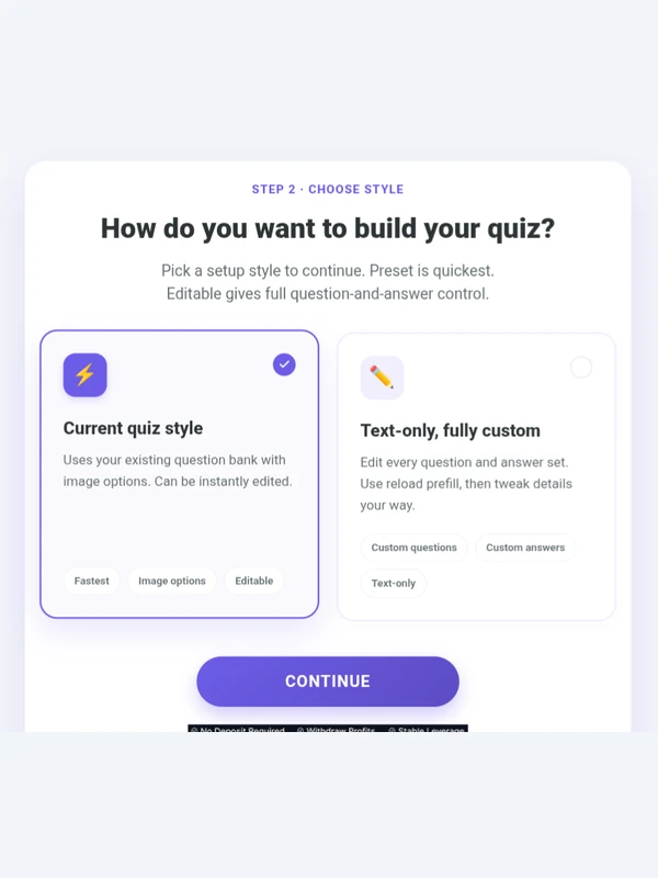 Step 2: choose Fast Mode or Editable Mode when building your friendship quiz